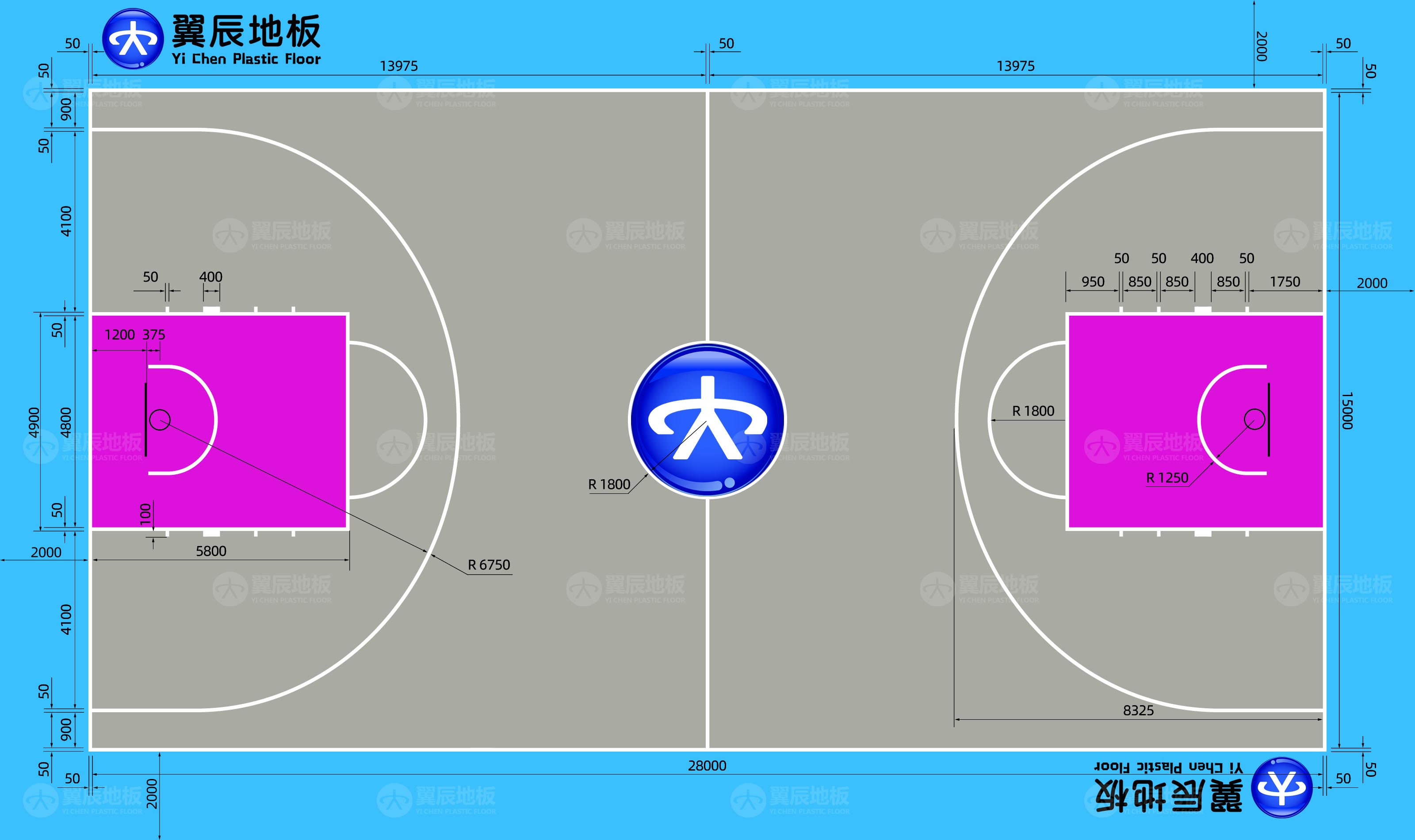 籃球場地標(biāo)準(zhǔn)尺寸
