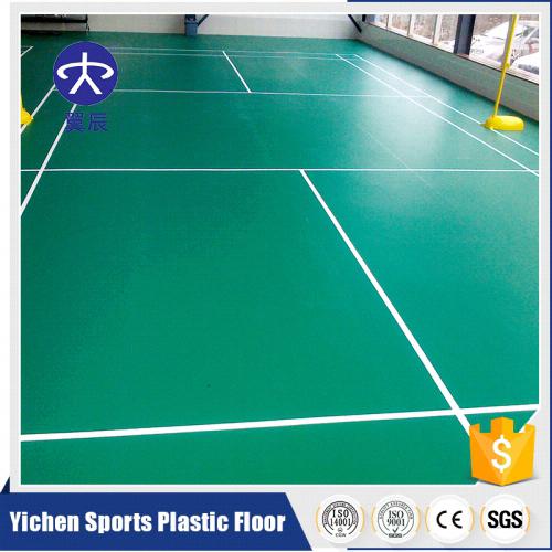 室內羽毛球PVC運動地板，羽毛球場運動地板，荔枝紋綠色PVC塑膠地板